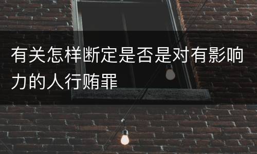 有关怎样断定是否是对有影响力的人行贿罪