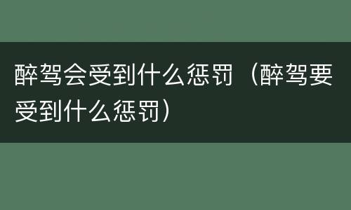 醉驾会受到什么惩罚（醉驾要受到什么惩罚）