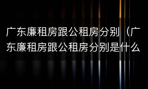 广东廉租房跟公租房分别（广东廉租房跟公租房分别是什么）