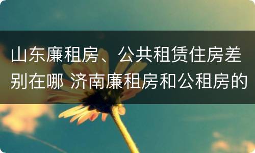 山东廉租房、公共租赁住房差别在哪 济南廉租房和公租房的区别