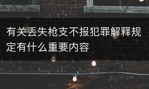 有关丢失枪支不报犯罪解释规定有什么重要内容