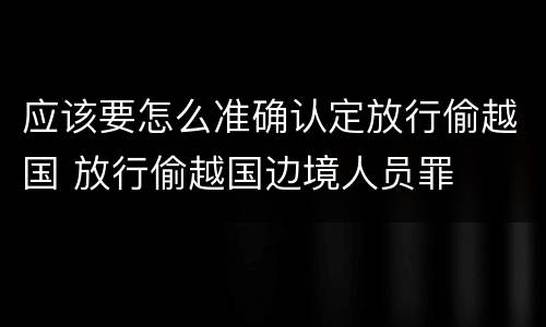 应该要怎么准确认定放行偷越国 放行偷越国边境人员罪