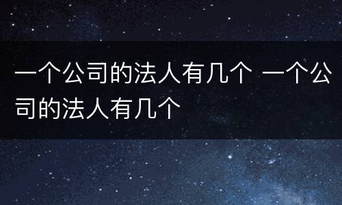 一个公司的法人有几个 一个公司的法人有几个