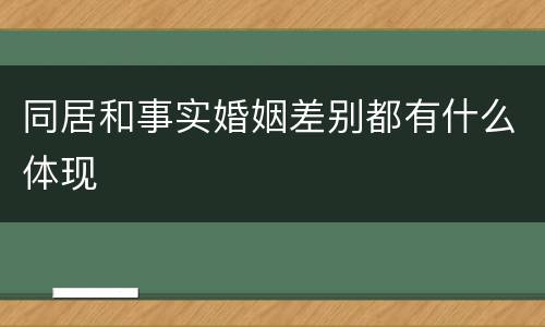 同居和事实婚姻差别都有什么体现