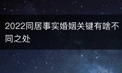 2022同居事实婚姻关键有啥不同之处