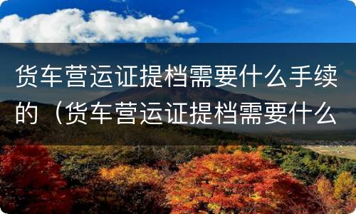 货车营运证提档需要什么手续的（货车营运证提档需要什么手续的流程）