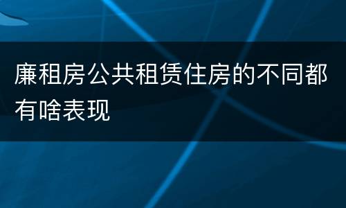 廉租房公共租赁住房的不同都有啥表现