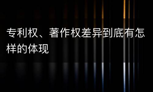 专利权、著作权差异到底有怎样的体现