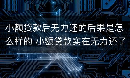 小额贷款后无力还的后果是怎么样的 小额贷款实在无力还了怎么办