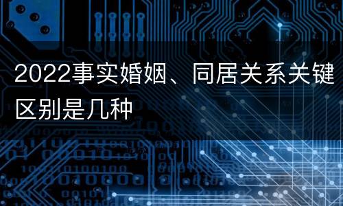 2022事实婚姻、同居关系关键区别是几种