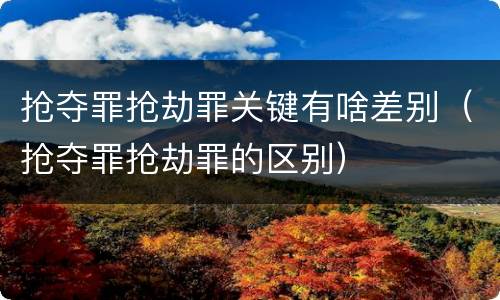 抢夺罪抢劫罪关键有啥差别（抢夺罪抢劫罪的区别）