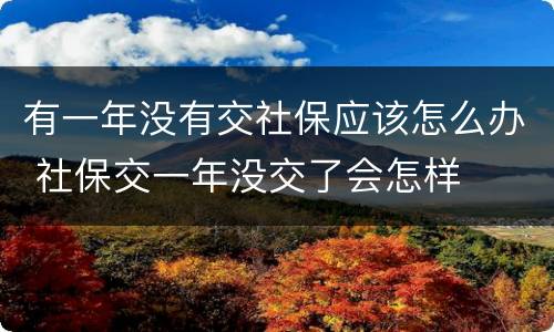 有一年没有交社保应该怎么办 社保交一年没交了会怎样