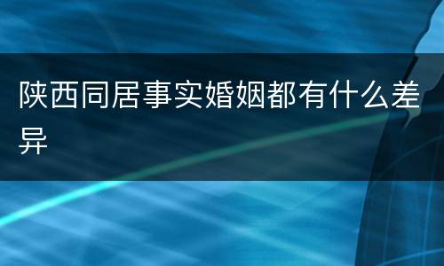 陕西同居事实婚姻都有什么差异