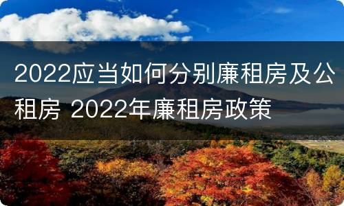 2022应当如何分别廉租房及公租房 2022年廉租房政策