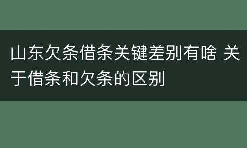 山东欠条借条关键差别有啥 关于借条和欠条的区别