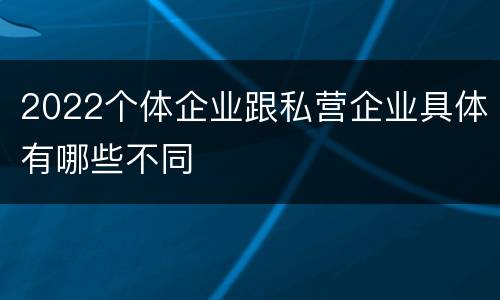 2022个体企业跟私营企业具体有哪些不同