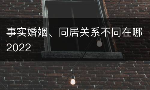 事实婚姻、同居关系不同在哪2022