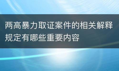 两高暴力取证案件的相关解释规定有哪些重要内容