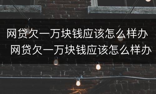 网贷欠一万块钱应该怎么样办 网贷欠一万块钱应该怎么样办信用卡