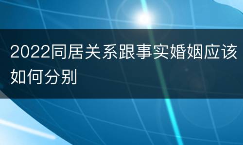 2022同居关系跟事实婚姻应该如何分别