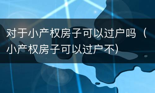 对于小产权房子可以过户吗（小产权房子可以过户不）