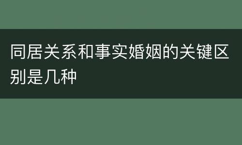 同居关系和事实婚姻的关键区别是几种