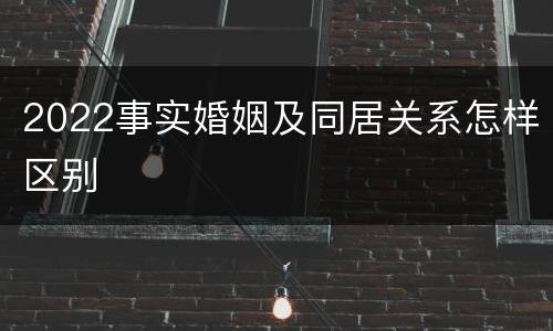 2022事实婚姻及同居关系怎样区别