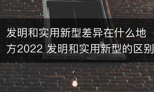 发明和实用新型差异在什么地方2022 发明和实用新型的区别和联系有什么