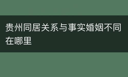 贵州同居关系与事实婚姻不同在哪里