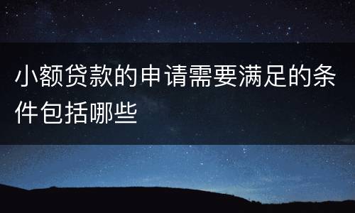 小额贷款的申请需要满足的条件包括哪些