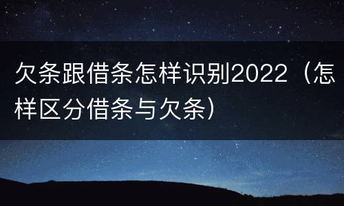 欠条跟借条怎样识别2022（怎样区分借条与欠条）