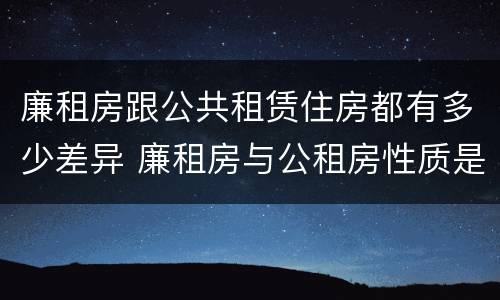 廉租房跟公共租赁住房都有多少差异 廉租房与公租房性质是一样的吗