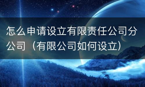 怎么申请设立有限责任公司分公司（有限公司如何设立）