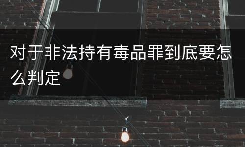 对于非法持有毒品罪到底要怎么判定