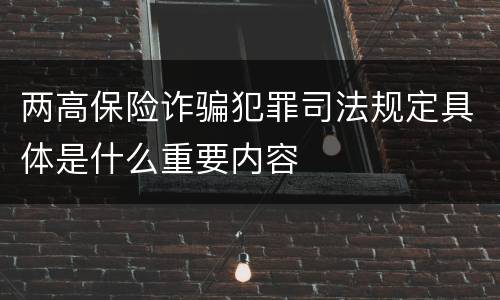 两高保险诈骗犯罪司法规定具体是什么重要内容