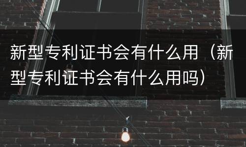 新型专利证书会有什么用（新型专利证书会有什么用吗）