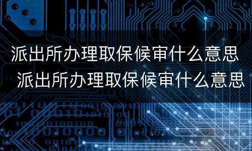 派出所办理取保候审什么意思 派出所办理取保候审什么意思