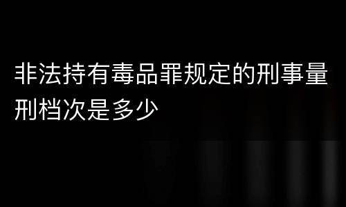 非法持有毒品罪规定的刑事量刑档次是多少