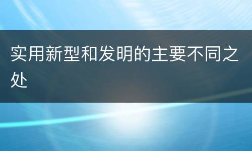 实用新型和发明的主要不同之处