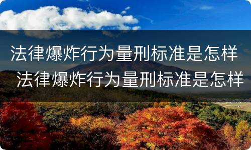 法律爆炸行为量刑标准是怎样 法律爆炸行为量刑标准是怎样规定的