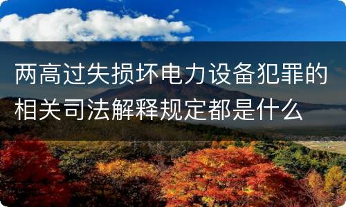 两高过失损坏电力设备犯罪的相关司法解释规定都是什么