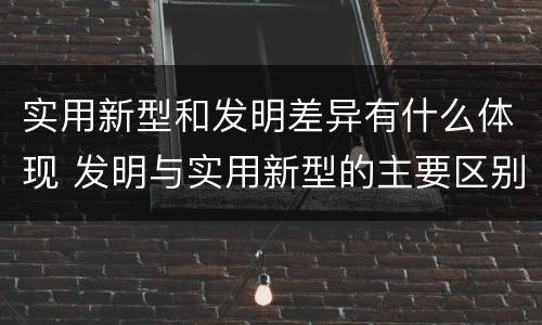 实用新型和发明差异有什么体现 发明与实用新型的主要区别