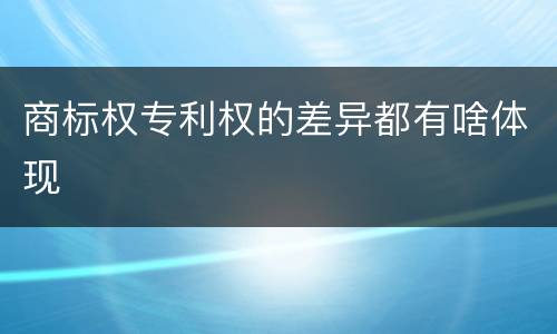 商标权专利权的差异都有啥体现