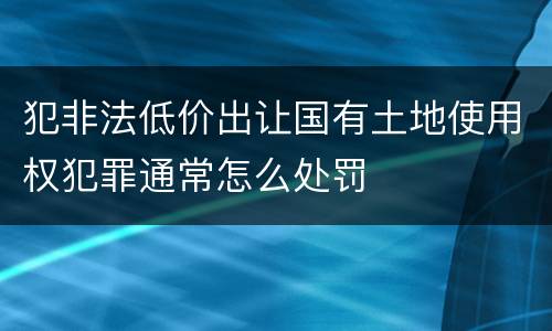 犯非法低价出让国有土地使用权犯罪通常怎么处罚