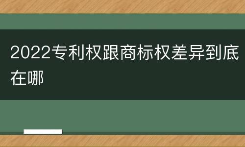 2022专利权跟商标权差异到底在哪