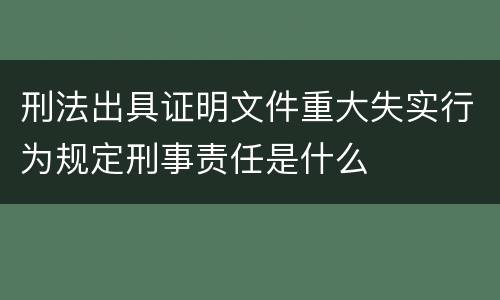 刑法出具证明文件重大失实行为规定刑事责任是什么