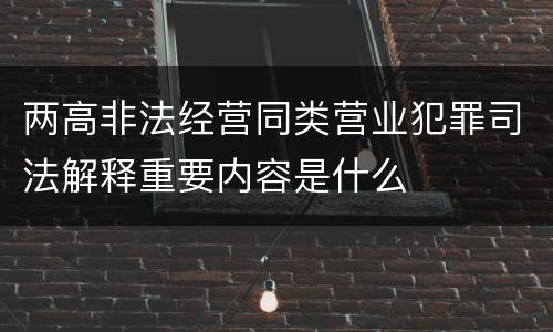 两高非法经营同类营业犯罪司法解释重要内容是什么