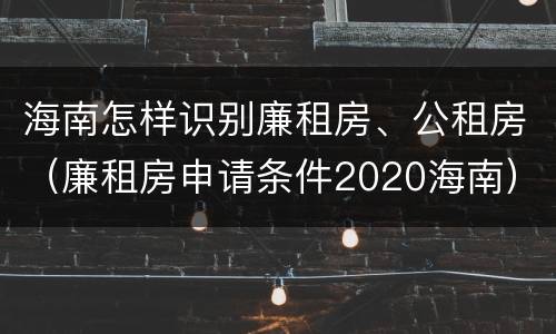 海南怎样识别廉租房、公租房（廉租房申请条件2020海南）