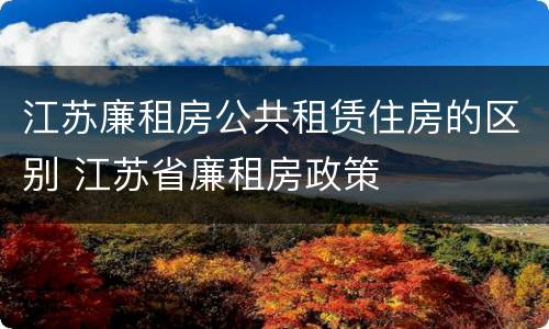 江苏廉租房公共租赁住房的区别 江苏省廉租房政策