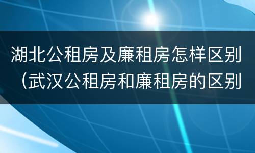 湖北公租房及廉租房怎样区别（武汉公租房和廉租房的区别）